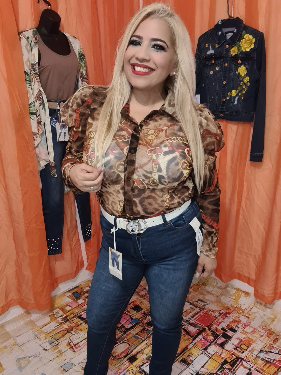 Plus Blusa Manga Larga