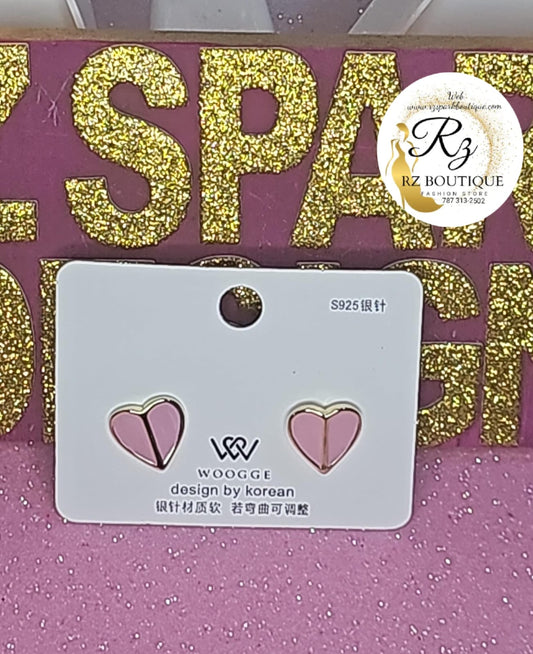 Aretes Corazón Rosa