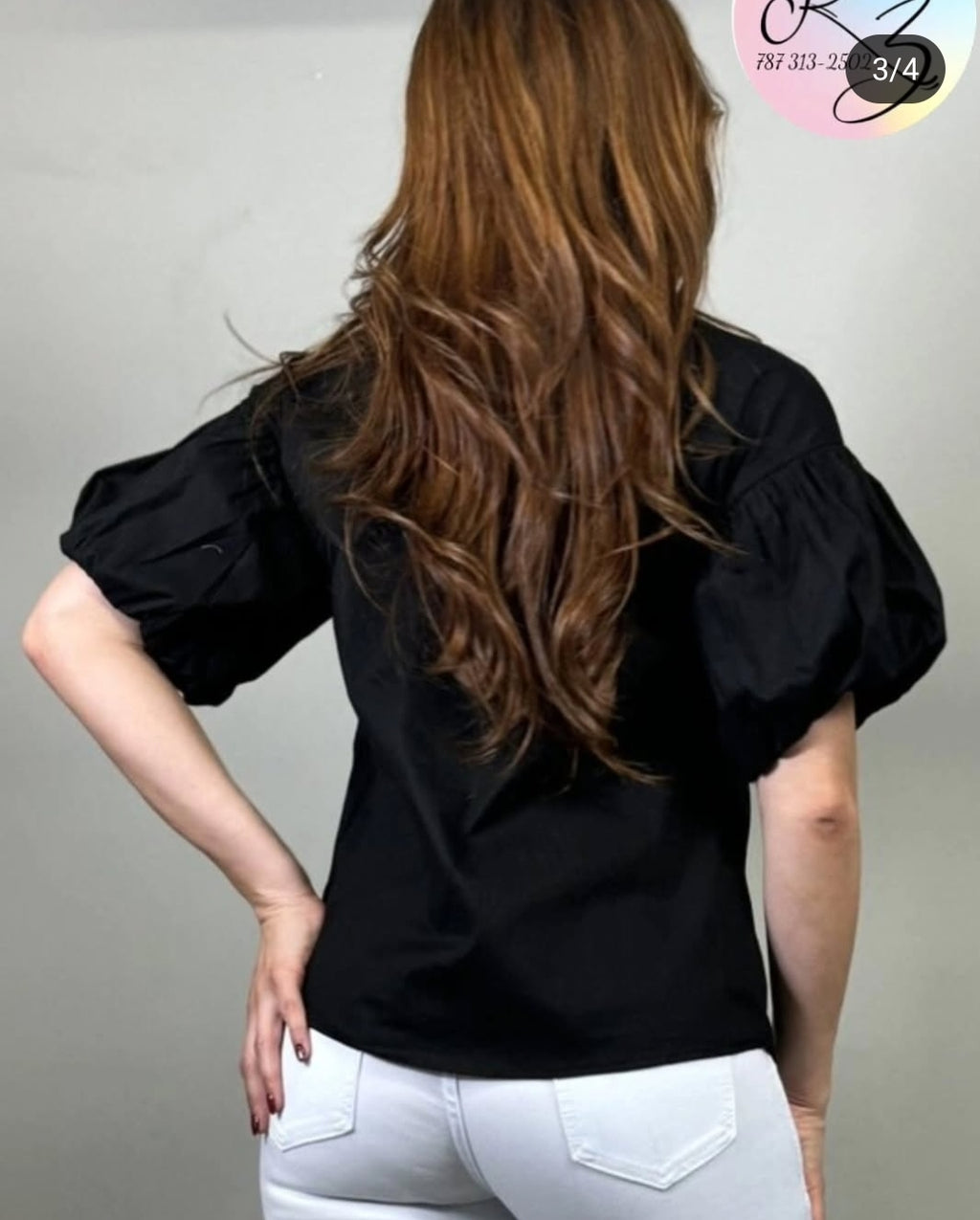 Blusa Mangas Puffy Perlas