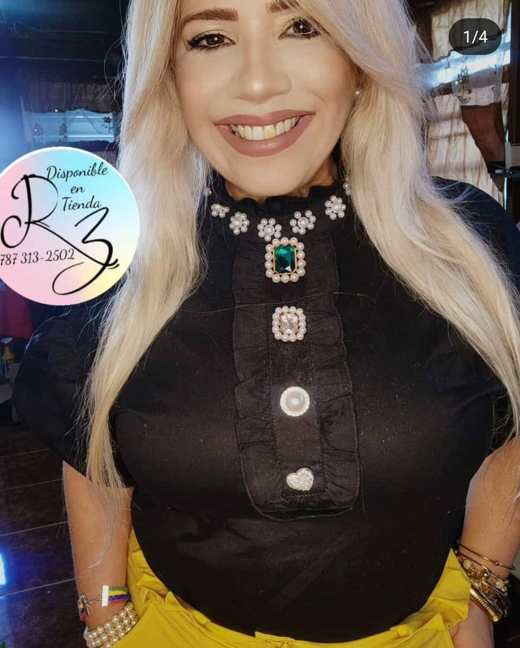 Blusa Mangas Puffy Perlas