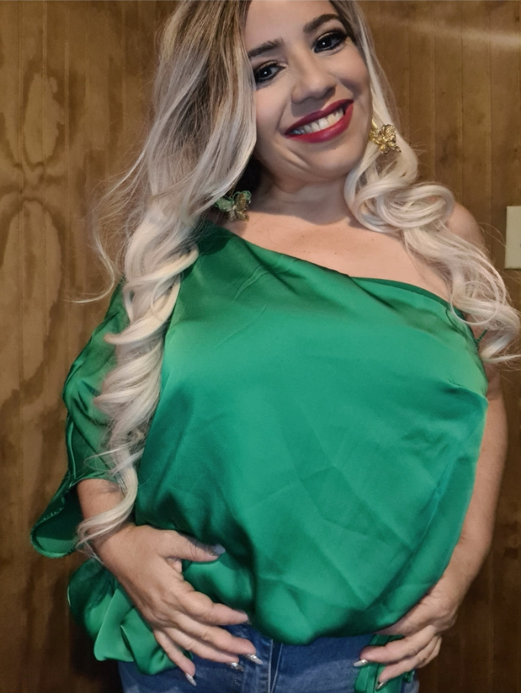 One Shoulder Satin Blouse